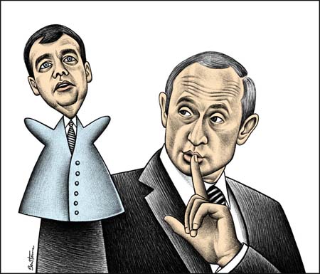 Путин и Медведев. Карикатура