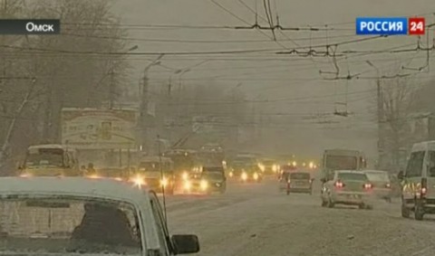 В Омске прошел ливневый снег