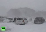 Аномальные снегопады на Камчатке в конце марта 2013. Кадр RT