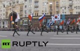 В день города в Москве прошел парад военных оркестров. Кадр RT RUPTLY