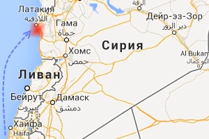 Израильский авиаудар по Сирии (карта Google)