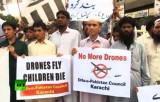 Пакистанцы протестуют против авиаударов беспилотников США. Кадр RT