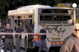 Подорванный автобус в Тель-Авиве, Израиль. Кадр Euronews