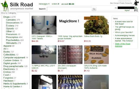 Сайт Silk Road - крупнейшая площадка торговли за биткоины. Скриншот: btcsec.com
