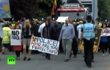 Протест против фрекинга (гидроразрыва пластов) в Великобритании. Кадр RT