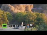 Момент взрыва моста под Донецком